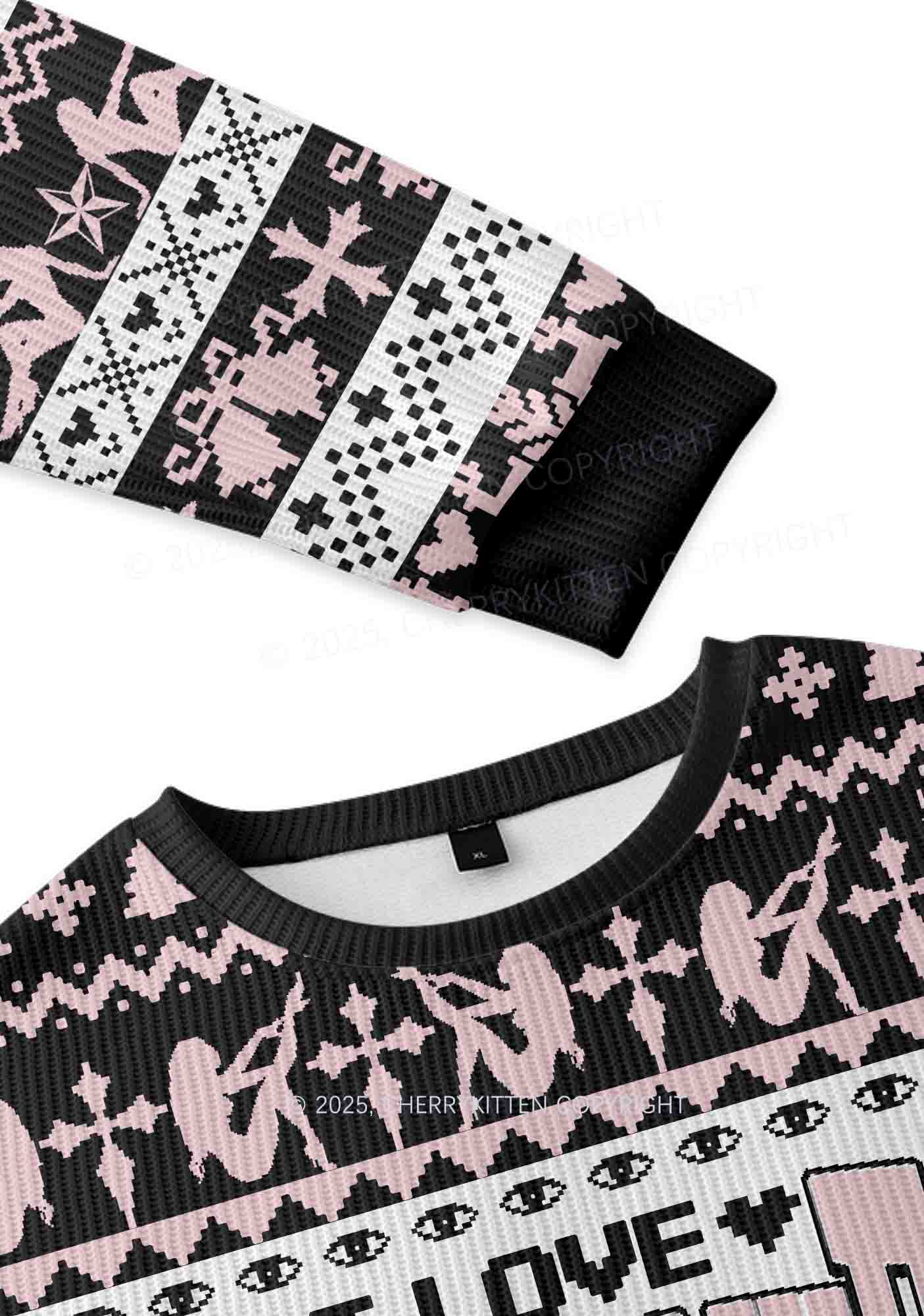 I Love S Boys Y2K Knit Sweatshirt Cherrykitten