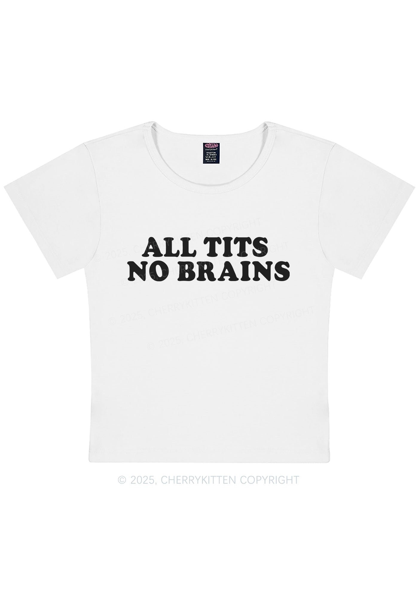 Curvy All Txts No Brains Y2K Baby Tee Cherrykitten