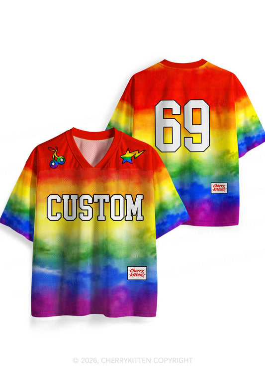 Custom Rainbow Flag Pride Y2K Sport Jersey Shirts Cherrykitten
