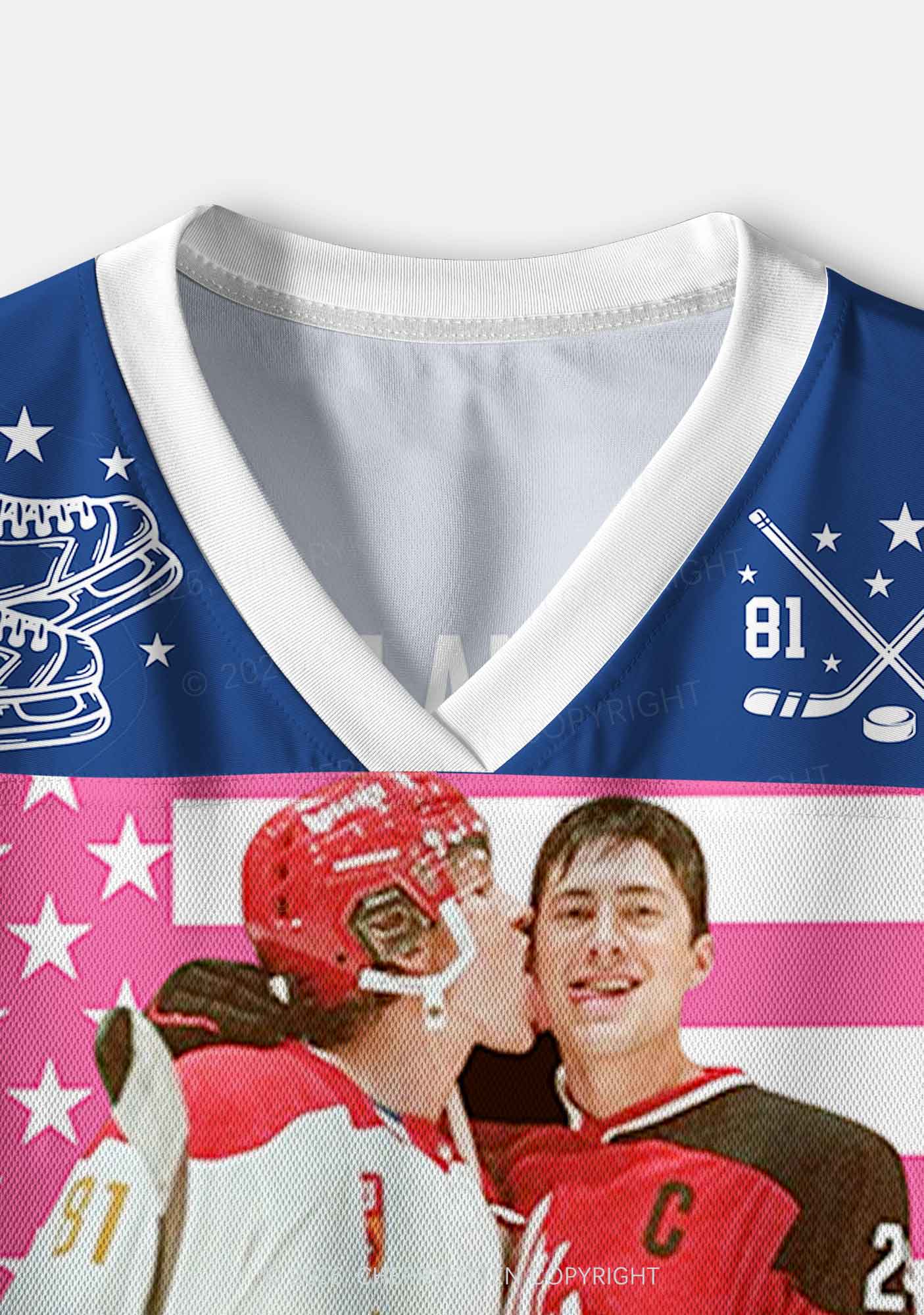 Retro Blue Kissing HR Y2K Crop Sport Jersey Shirts Cherrykitten