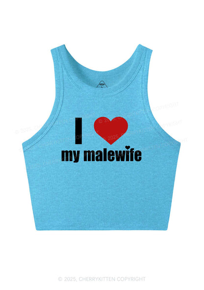 I Love My Malewife Pride Y2K Crop Tank Top Cherrykitten