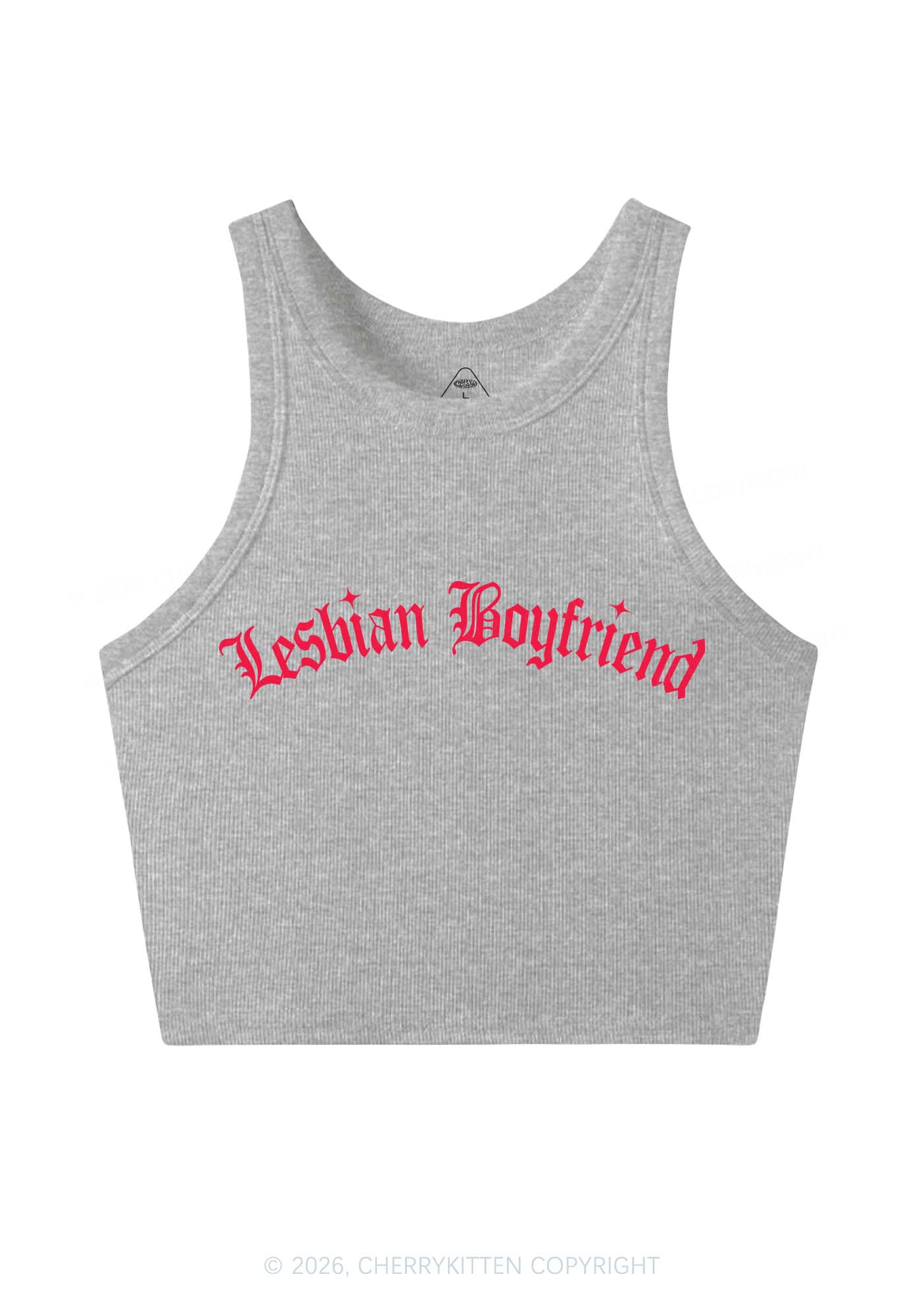 Lesbian Boyfriend Pride Y2K Crop Tank Top Cherrykitten