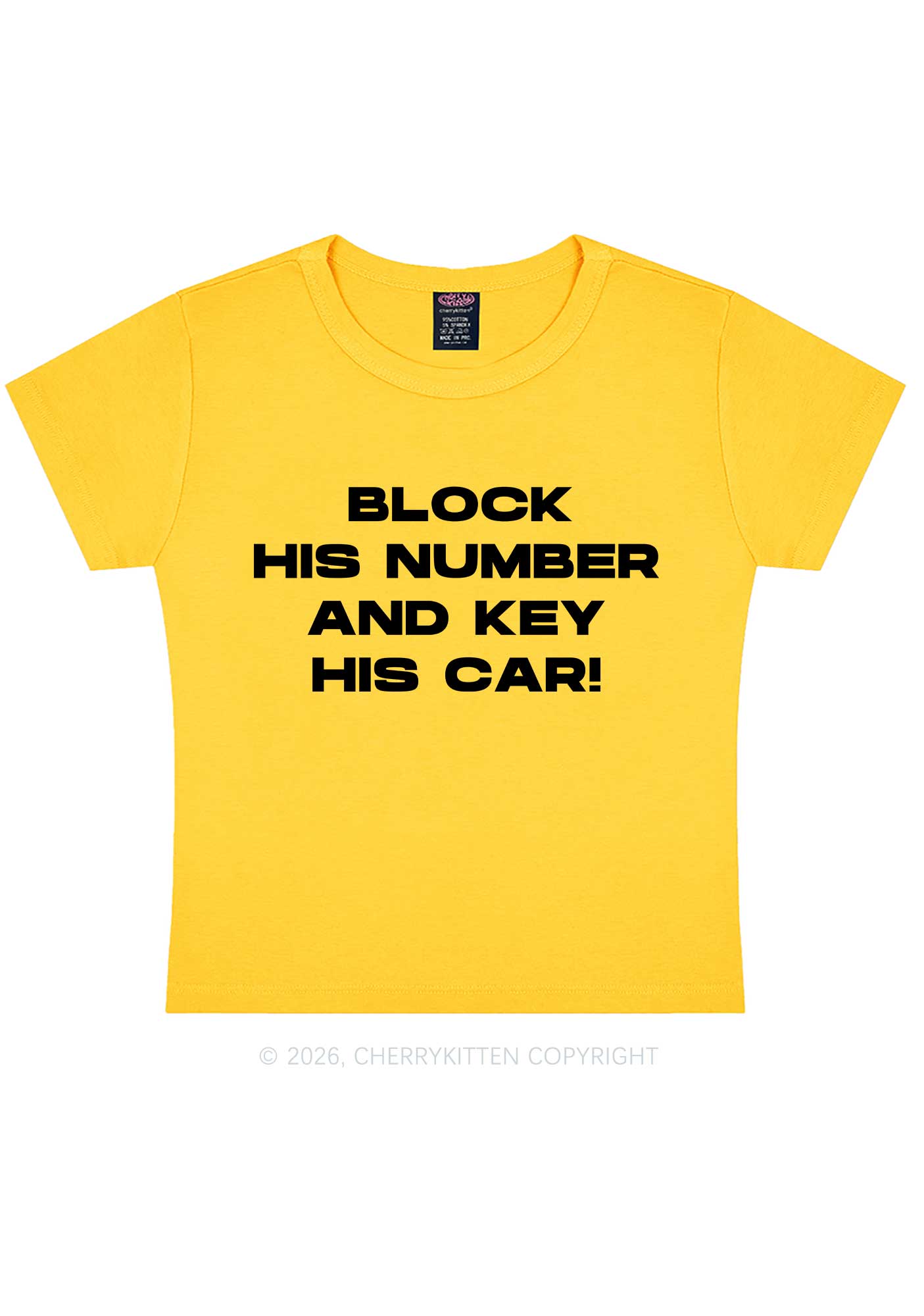 Block His Number Y2K Baby Tee Cherrykitten