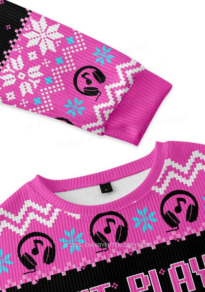 Dont Play Techno Y2K Christmas Knit Sweatshirt Cherrykitten