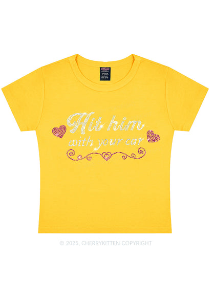 Rhinestone Hit Him Y2K Baby Tee Cherrykitten