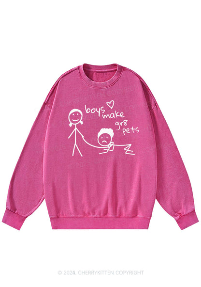 Boys Make Gr8 Pets Y2K Washed Sweatshirts Cherrykitten