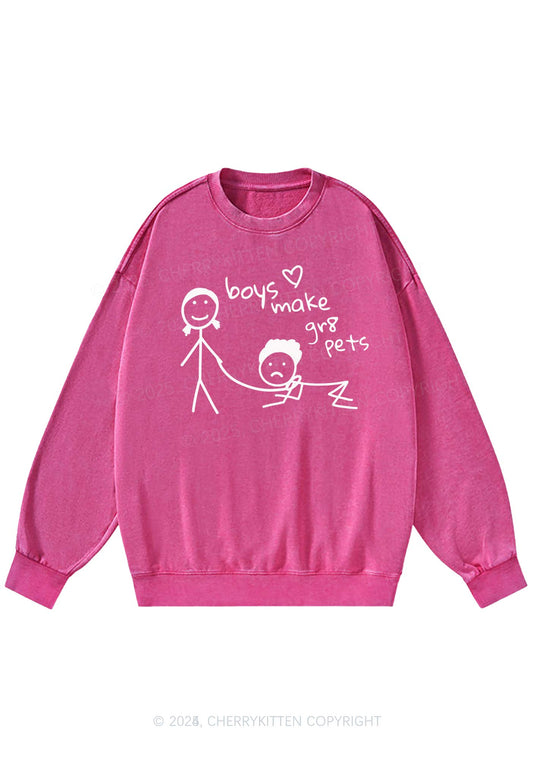 Boys Make Gr8 Pets Y2K Washed Sweatshirts Cherrykitten