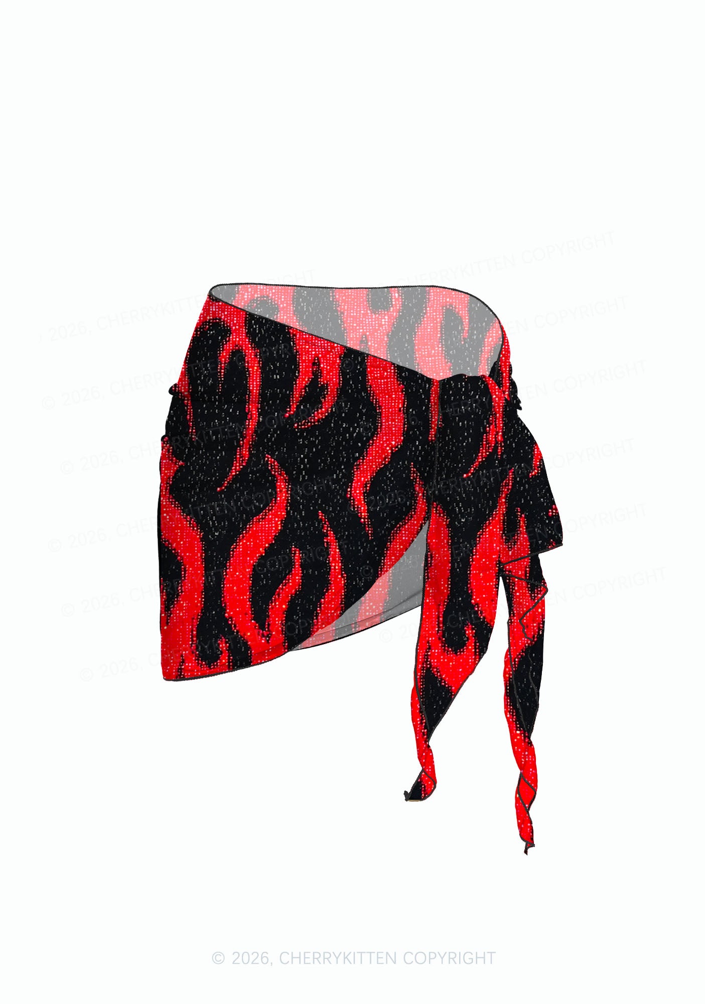 Red Flame Y2K Print Bikini Set Cherrykitten