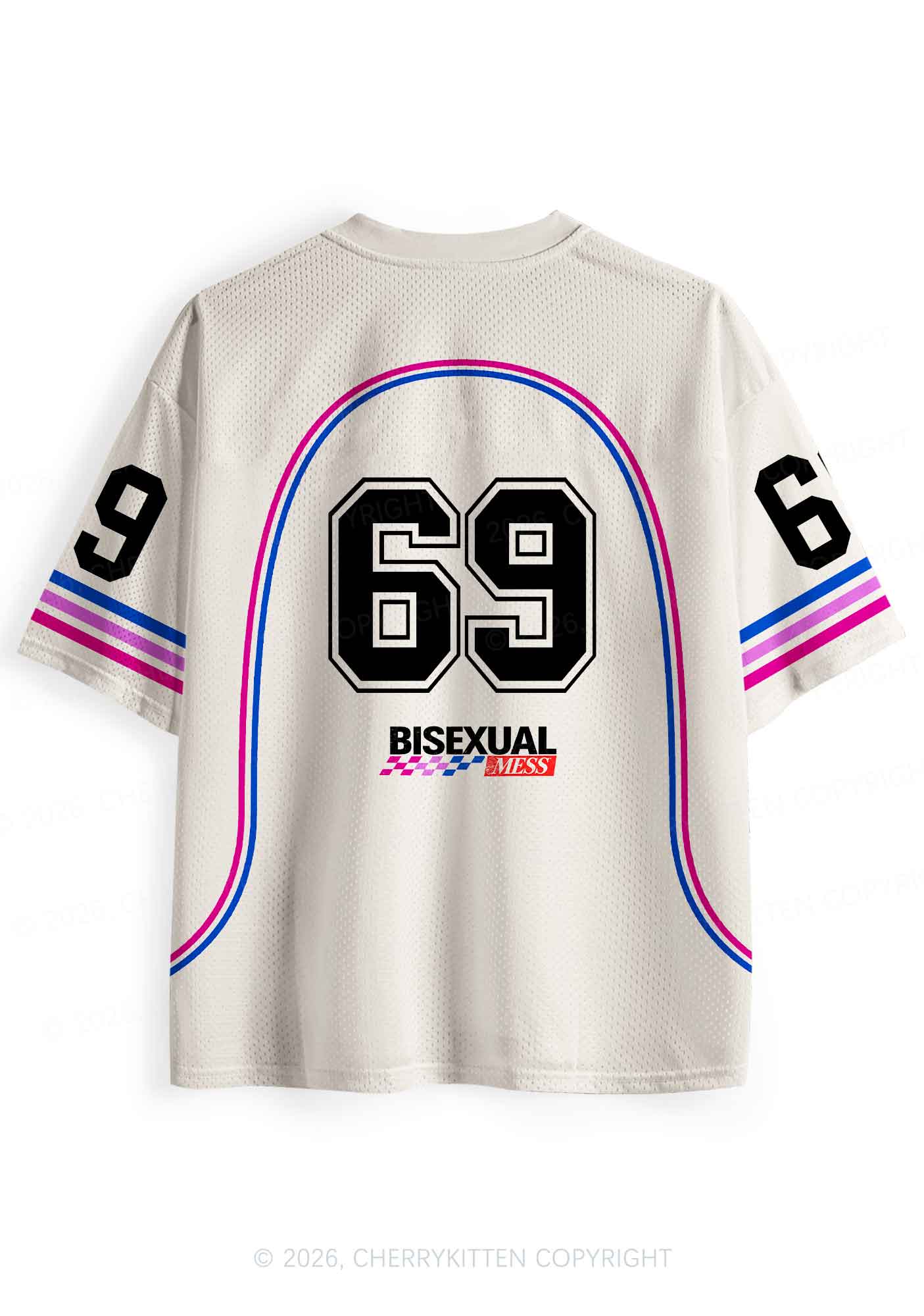 Creamy White Bisexual Mess Pride Y2K Sport Jersey Shirts Cherrykitten