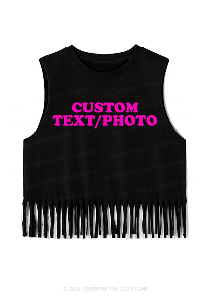 Custom Personalized Text Y2K Fringe Tank Top Cherrykitten