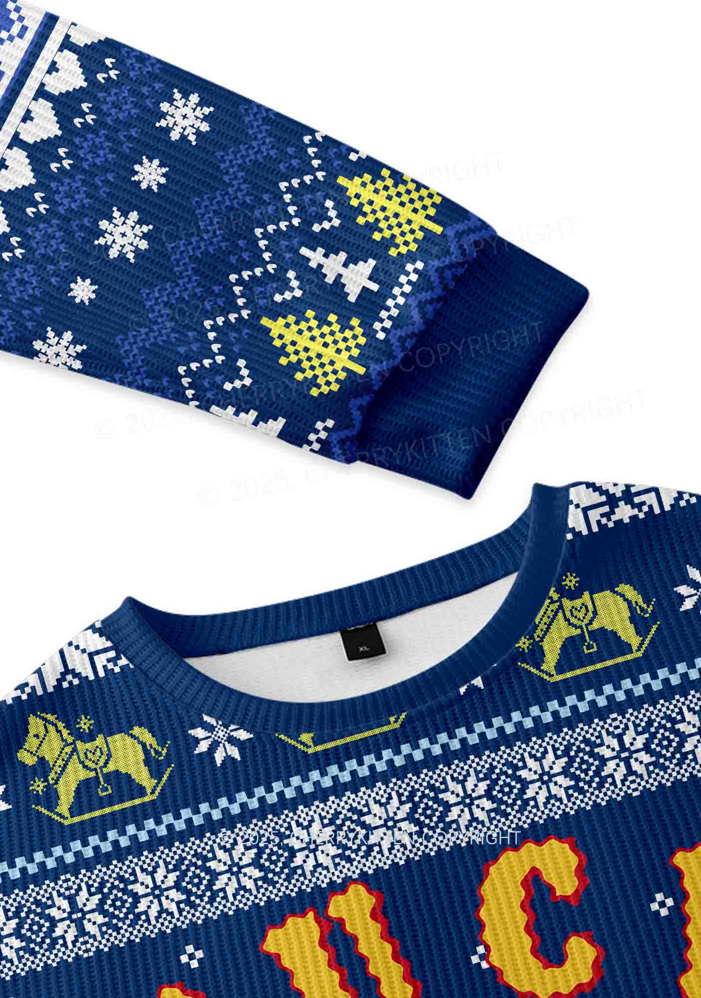 Fxxk The Police Bunny Y2K Christmas Knit Sweatshirt Cherrykitten