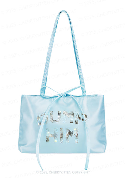 Rhinestone Dump Him Y2K Satin Bags Cherrykitten