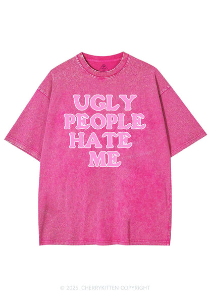 Ugly People Hate Me Y2K Shirts Washed Tee Cherrykitten