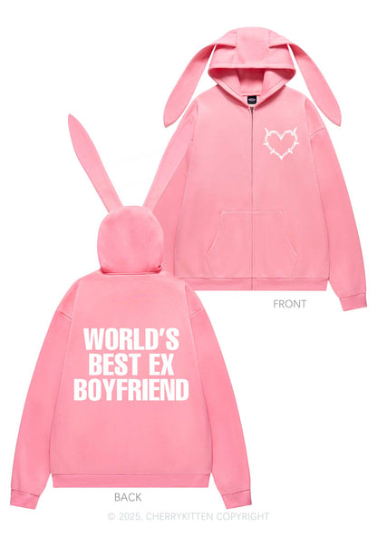 Best Ex Boyfriend Y2K Bunny Ear Zip Hoodie Cherrykitten