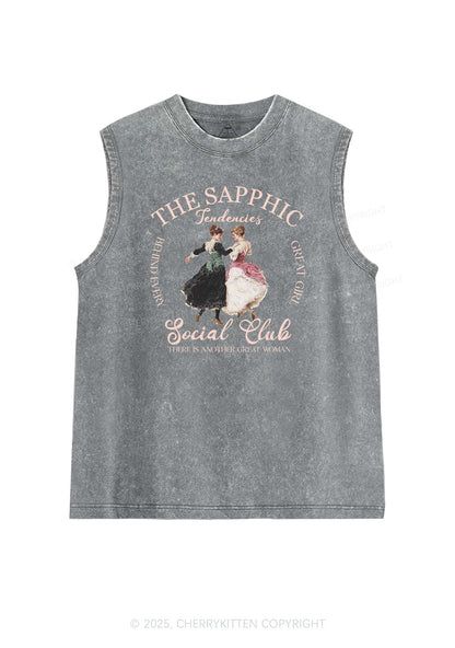 The Sapphic Pride Y2K Washed Muscle Tank Cherrykitten