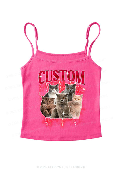 Custom Collage Pet Photo Y2K Spaghetti Strap Cami Cherrykitten