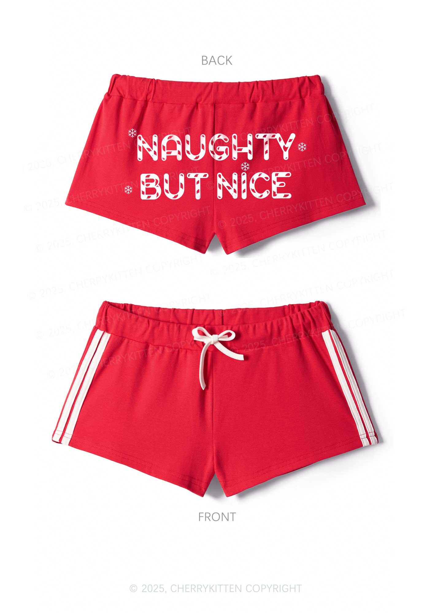 Naughty But Nice Christmas Y2K Drawstring Mini Shorts Cherrykitten
