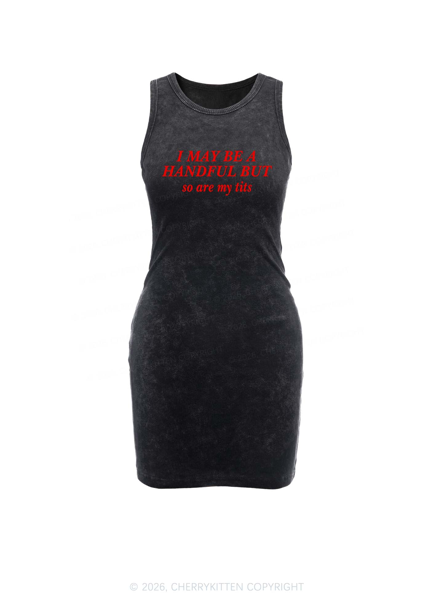 I May Be A Handful Y2K Washed Tank Dress Cherrykitten
