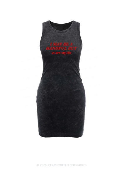 I May Be A Handful Y2K Washed Tank Dress Cherrykitten