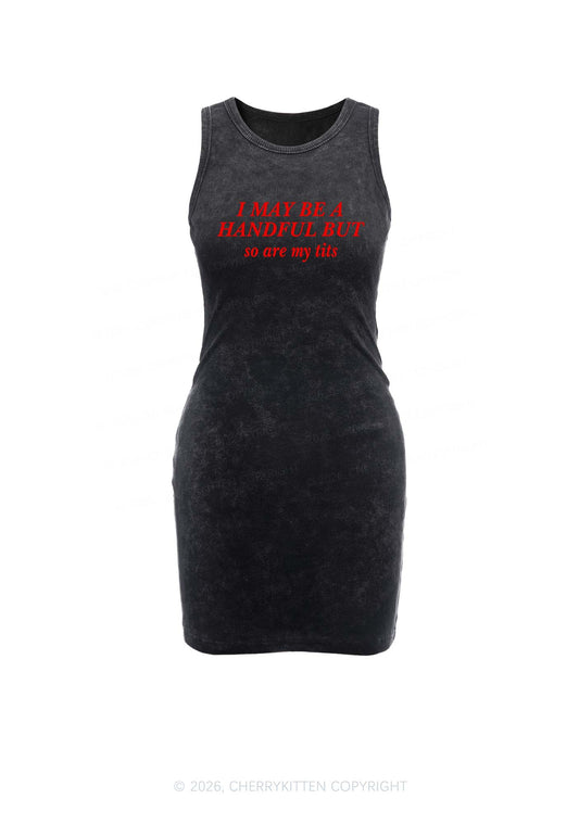 I May Be A Handful Y2K Washed Tank Dress Cherrykitten