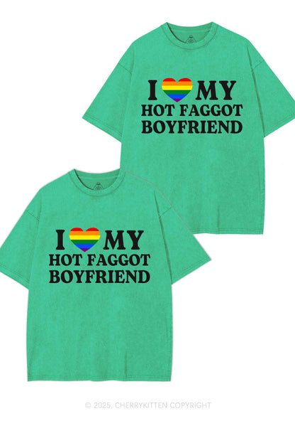 Love My Hot Faggot BF Y2K Valentine's Day Washed Tee Cherrykitten