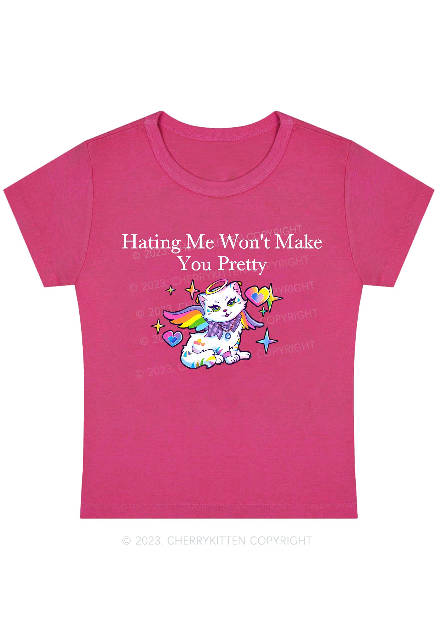 Hating Me Won't Make You Pretty Y2K Baby Tee Cherrykitten