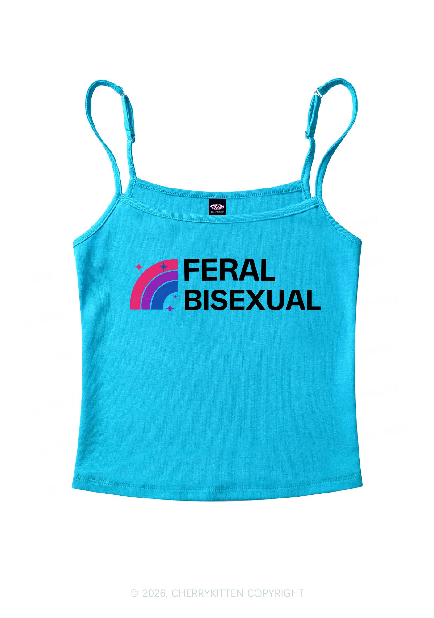 Feral Bisexual Pride Y2K Spaghetti Strap Cami Cherrykitten