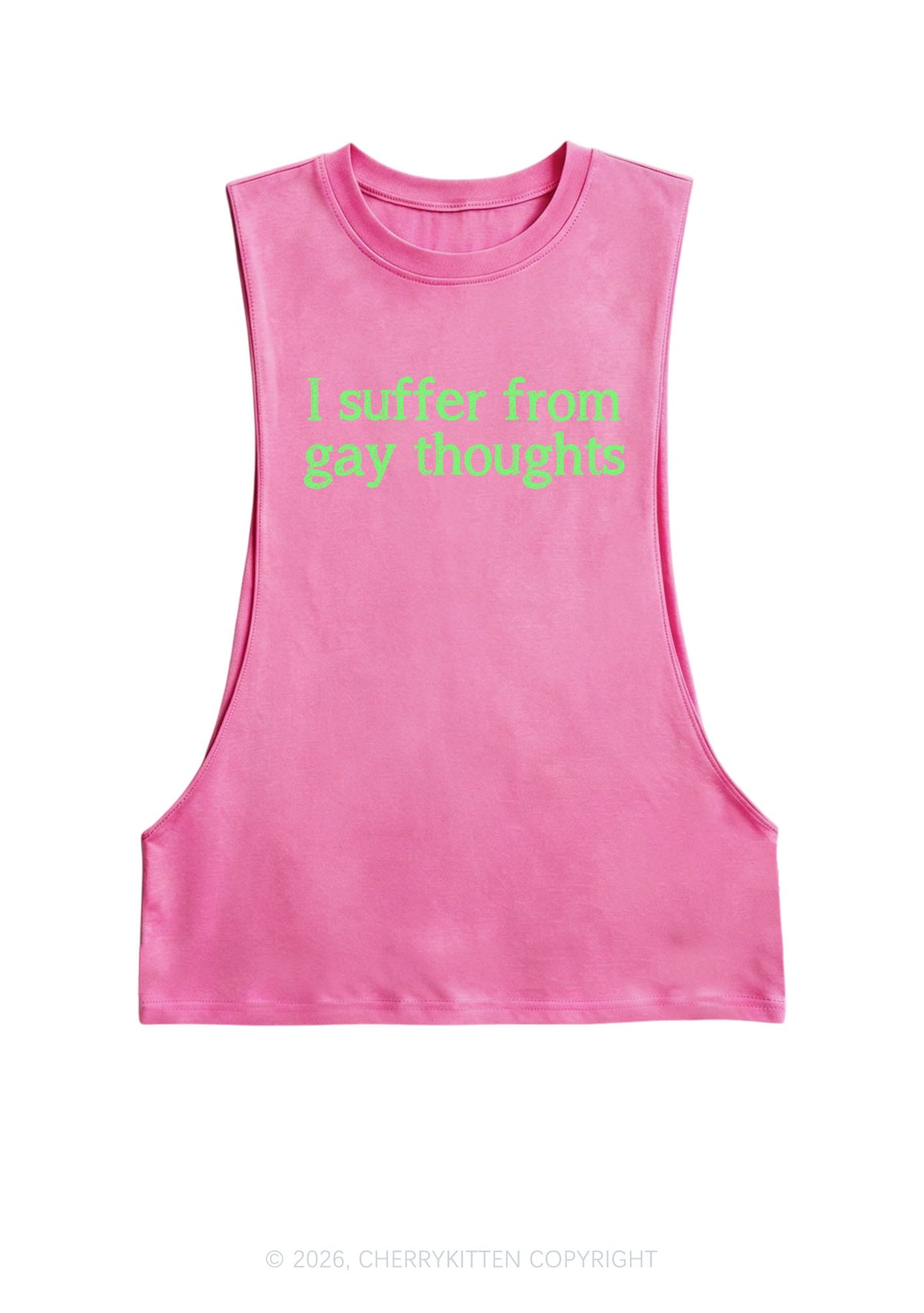 I Suffer From Gay Thoughts Pride Y2K Men Muscle Side Cutoff Tank Top Cherrykitten
