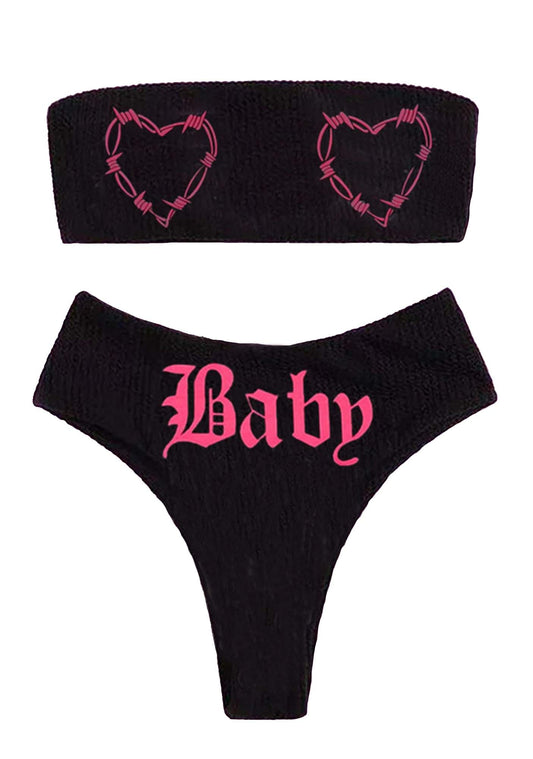 Pink Hearts Baby Bikini Set