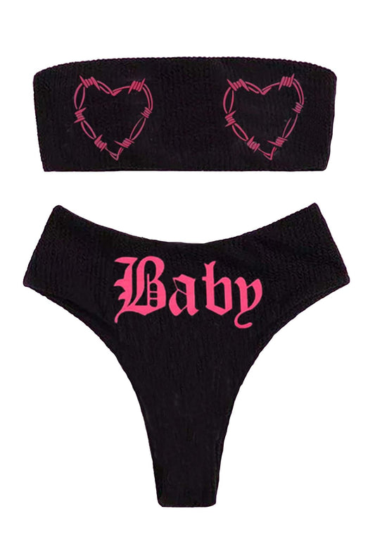 Pink Hearts Baby Bikini Set