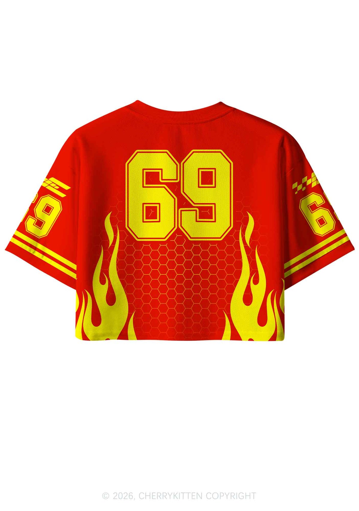 I Feel The Rush Y2K Crop Sport Jersey Shirts Cherrykitten