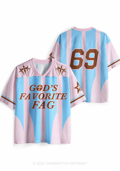Light Pink Gods Favorite Fag Pride Y2K Sport Jersey Shirts Cherrykitten