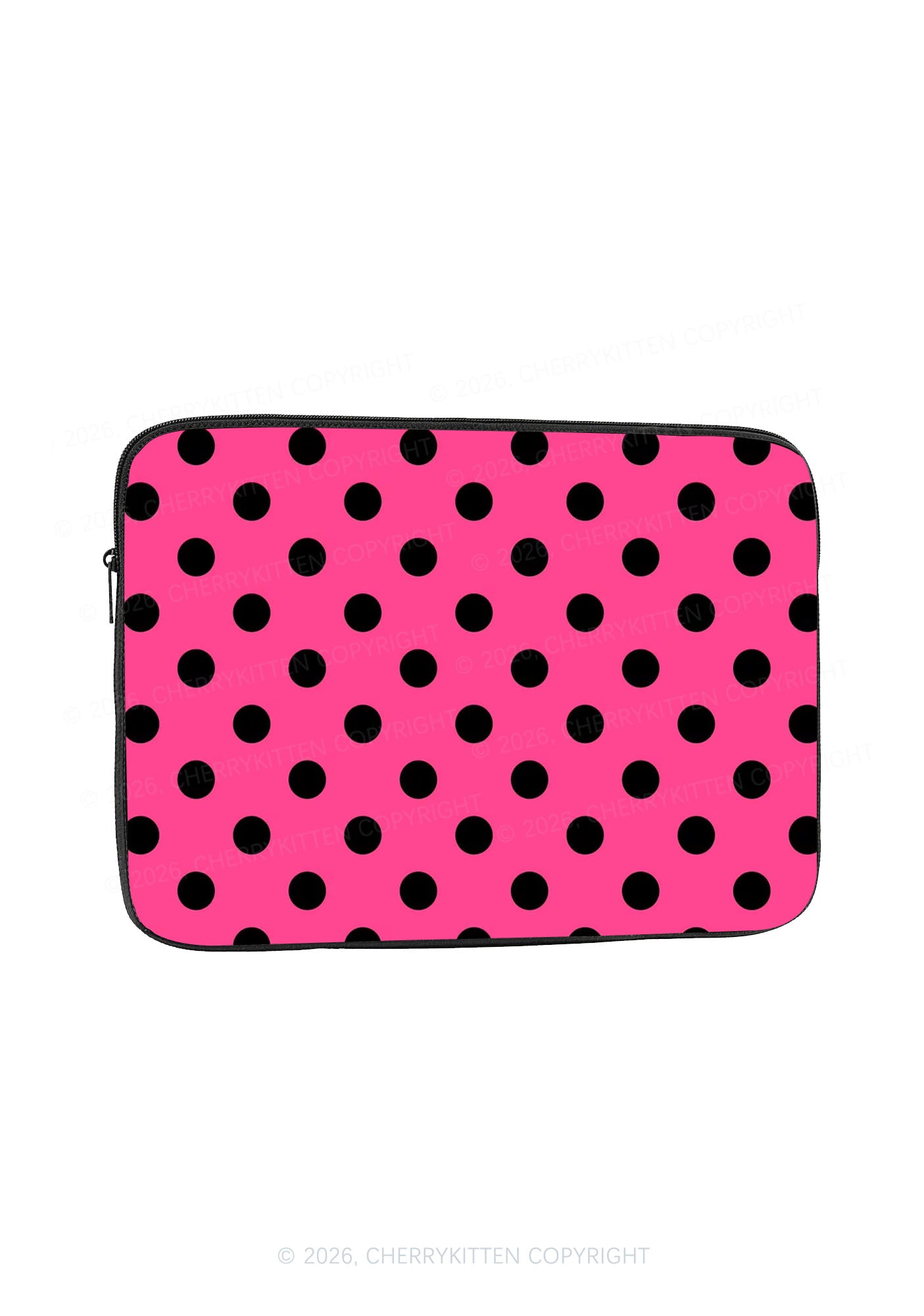 Black Dots On Pink Y2K Laptop Sleeve Cherrykitten