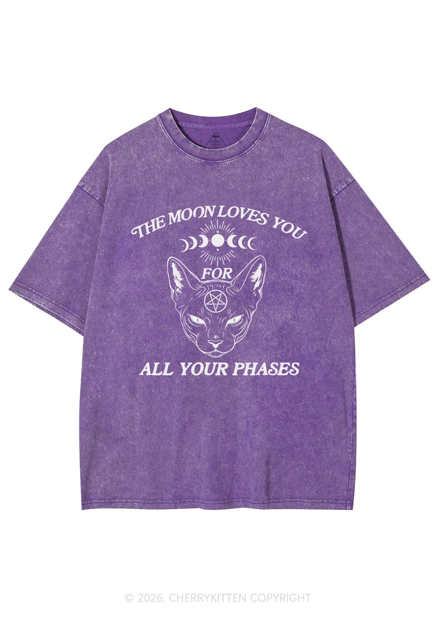 Halloween The Moon Loves You Y2K Shirts Washed Tee Cherrykitten