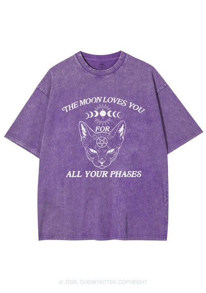 Halloween The Moon Loves You Y2K Shirts Washed Tee Cherrykitten