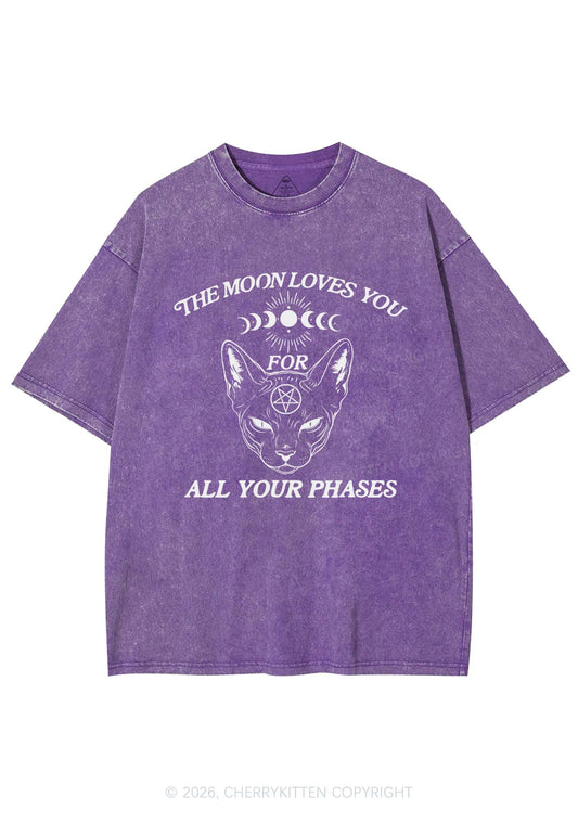 Halloween The Moon Loves You Y2K Shirts Washed Tee Cherrykitten