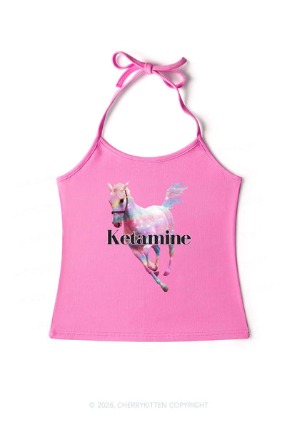 Pink Horse Y2K Halter Neck Cami Cherrykitten