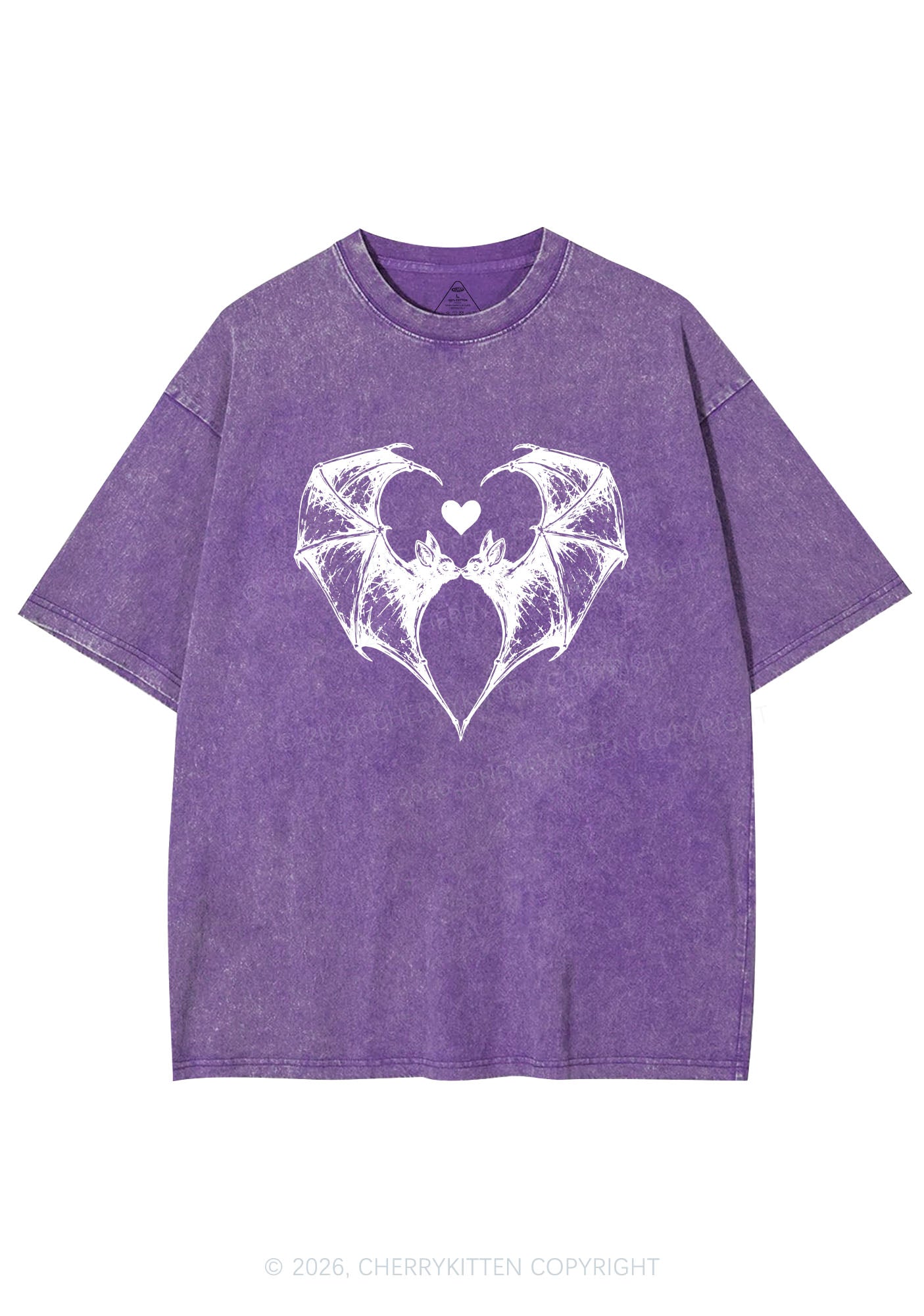 Halloween Bat Heart Y2K Shirts Washed Tee Cherrykitten