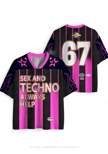 Sx And Techno Always Help Y2K Sport Jersey Shirts Cherrykitten