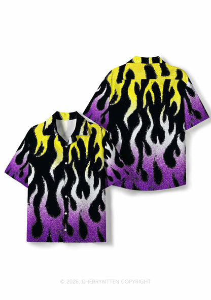 Nonbinary Flame Pride Y2K Print Hawaiian Shirt Cherrykitten