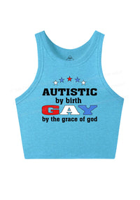 Autistic By Birth Gay Pride Y2K Crop Tank Top Cherrykitten
