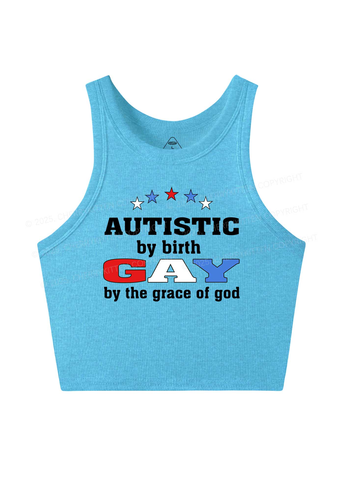 Autistic By Birth Gay Pride Y2K Crop Tank Top Cherrykitten