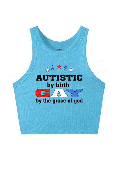 Autistic By Birth Gay Pride Y2K Crop Tank Top Cherrykitten