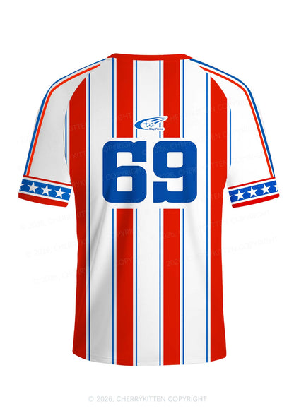 Custom Text Red White Stripes Y2K Football Jersey Shirts Cherrykitten