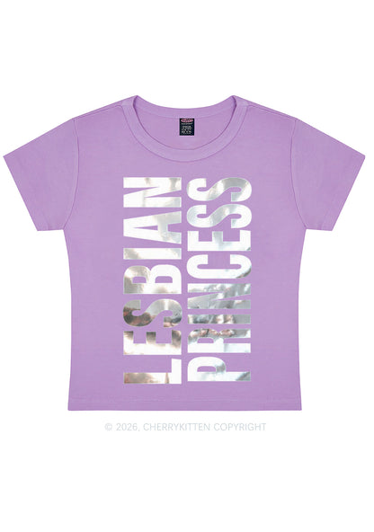 Lesbian Princess Pride Silver Foil Printed Y2K Baby Tee Cherrykitten