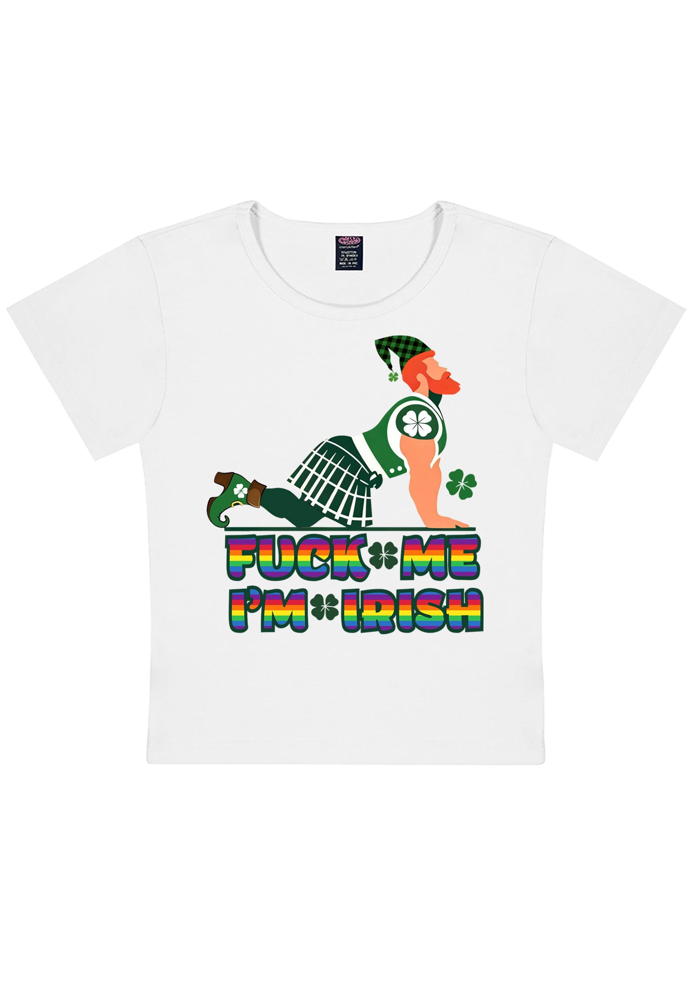 Fxxk Me Im Irish St Patricks Y2K Baby Tee Cherrykitten