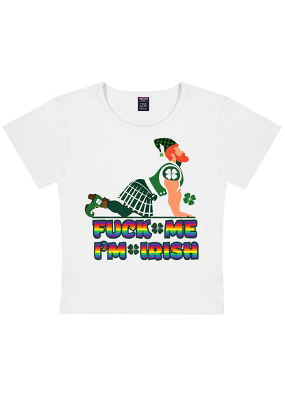 Fxxk Me Im Irish St Patricks Y2K Baby Tee Cherrykitten
