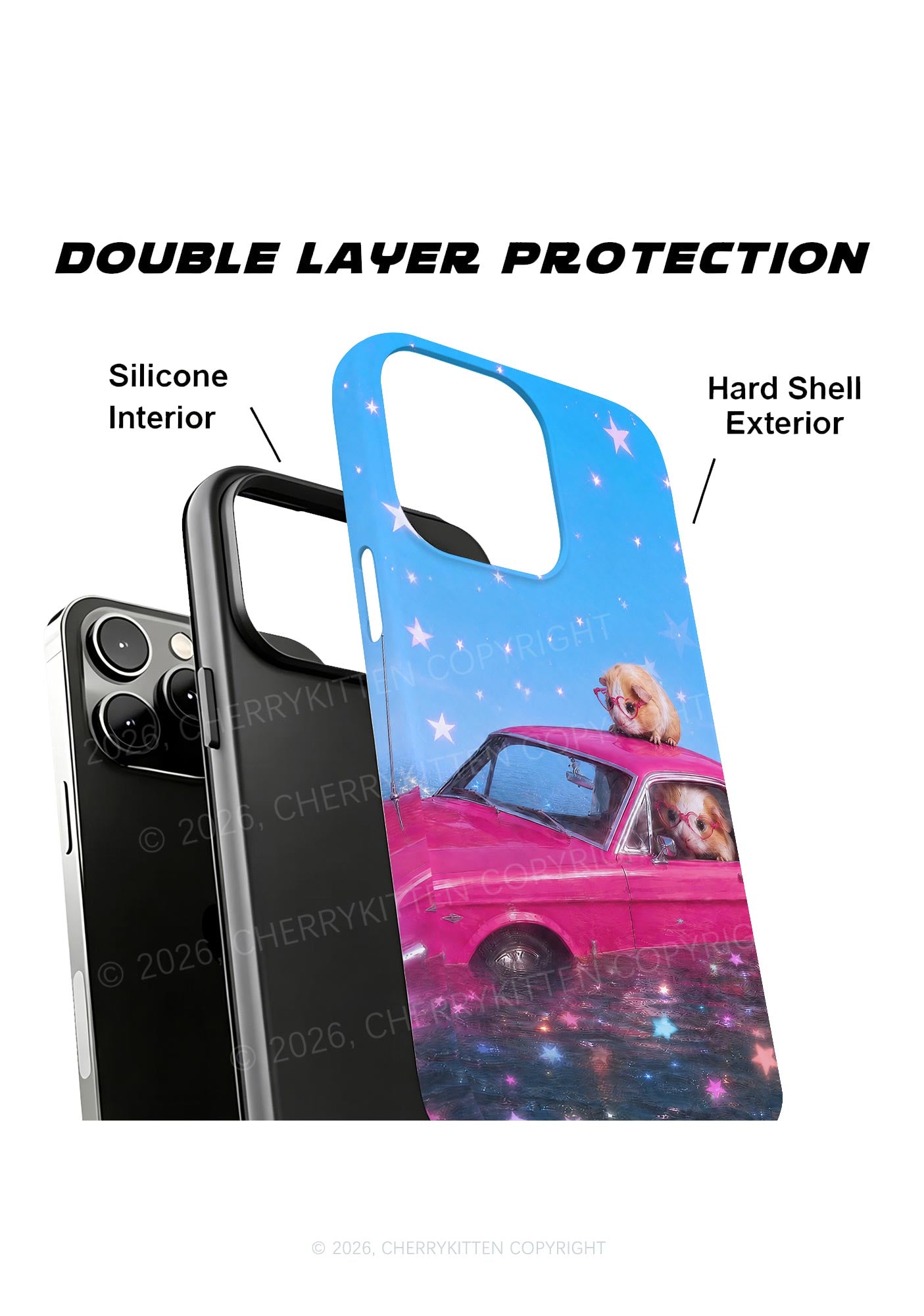 Two Guinea Pigs On Pink Car Y2K Phone Case Cherrykitten