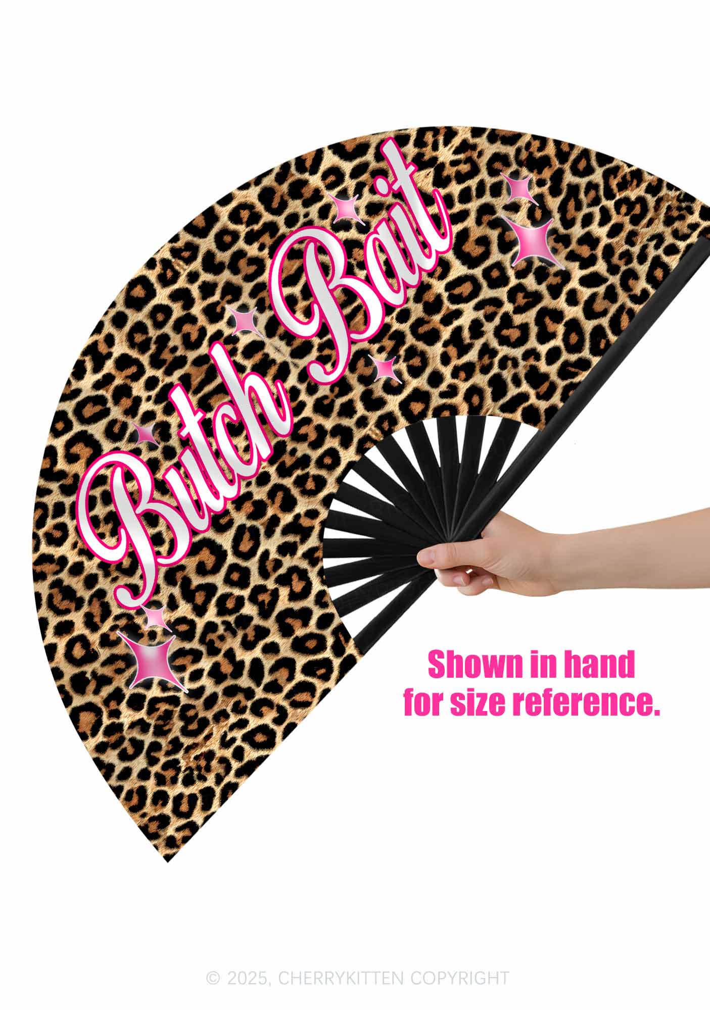Butch Bait Leopard Pride Y2K Rave Hand Fan Cherrykitten