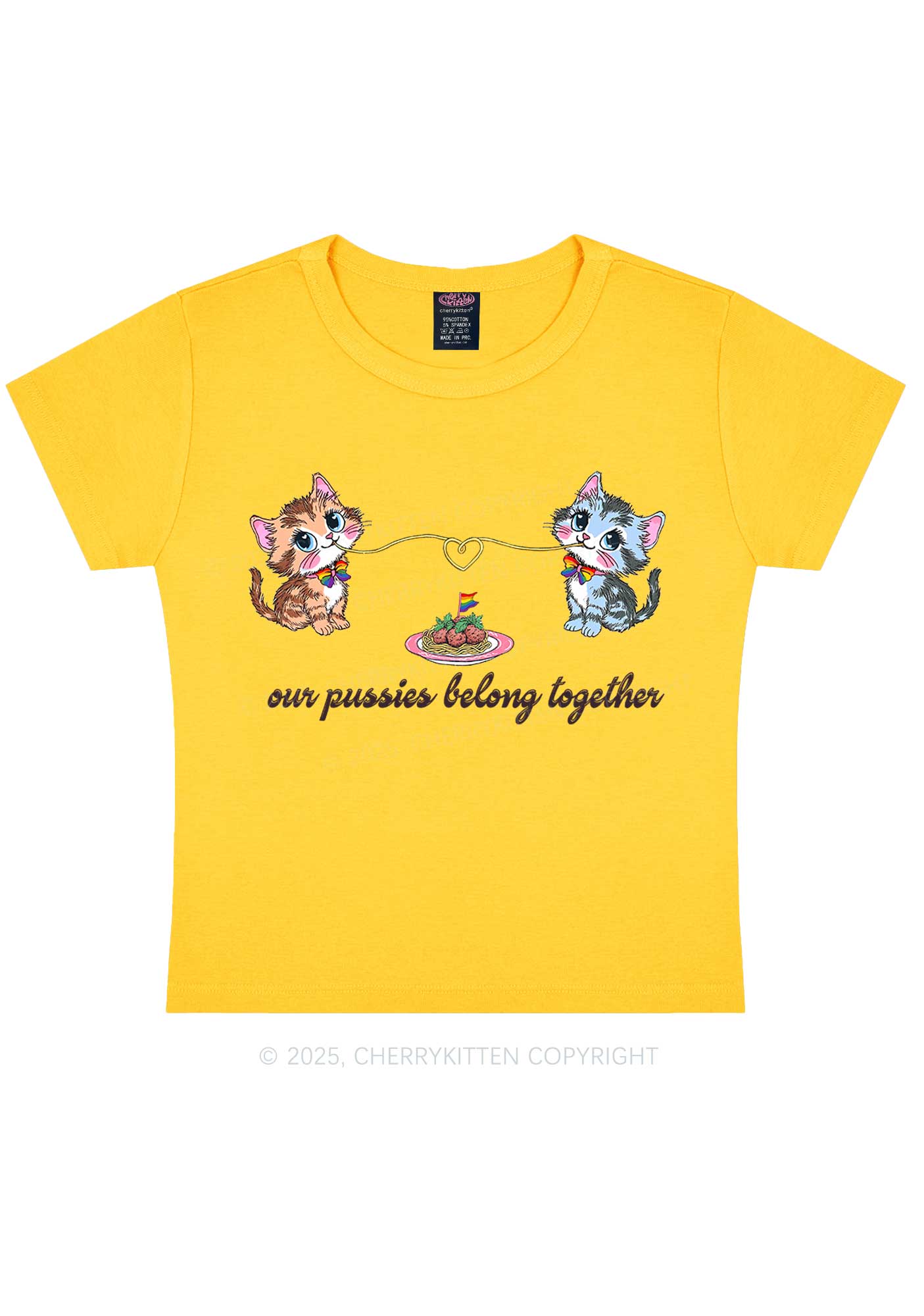 Our Puxxies Belong Together Pride Y2K Baby Tee Cherrykitten